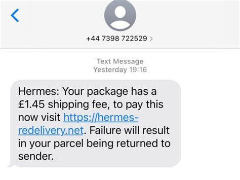 phishing mail hermes|Hermes text message scam.